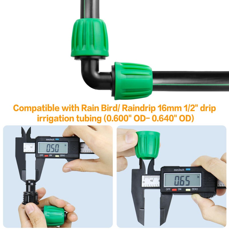Gardrip Drip Irrigation 1/2"" Elbow Fittings:1/2 Inch Drip Line Lock Barbed 90 Degree Elbow Connectors for 1/2 Drip Irrigation Tubing (1/2"" ID x 0.640"" OD) Anti-Drop Drip Irrigation Parts (12 Pieces) - Image 4